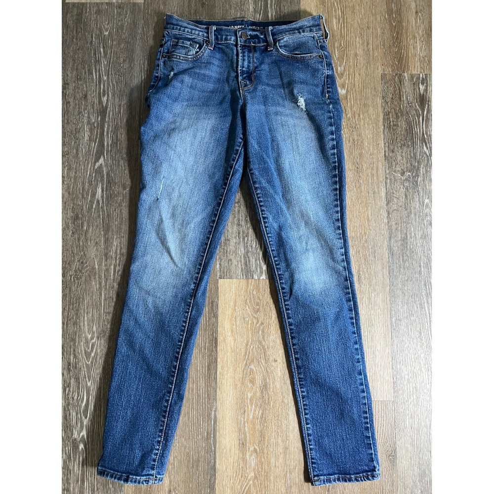 Old‎ Navy Curvy Profile Jeans Womens 4 Blue Excellent Mid Rise Skinny Distressed